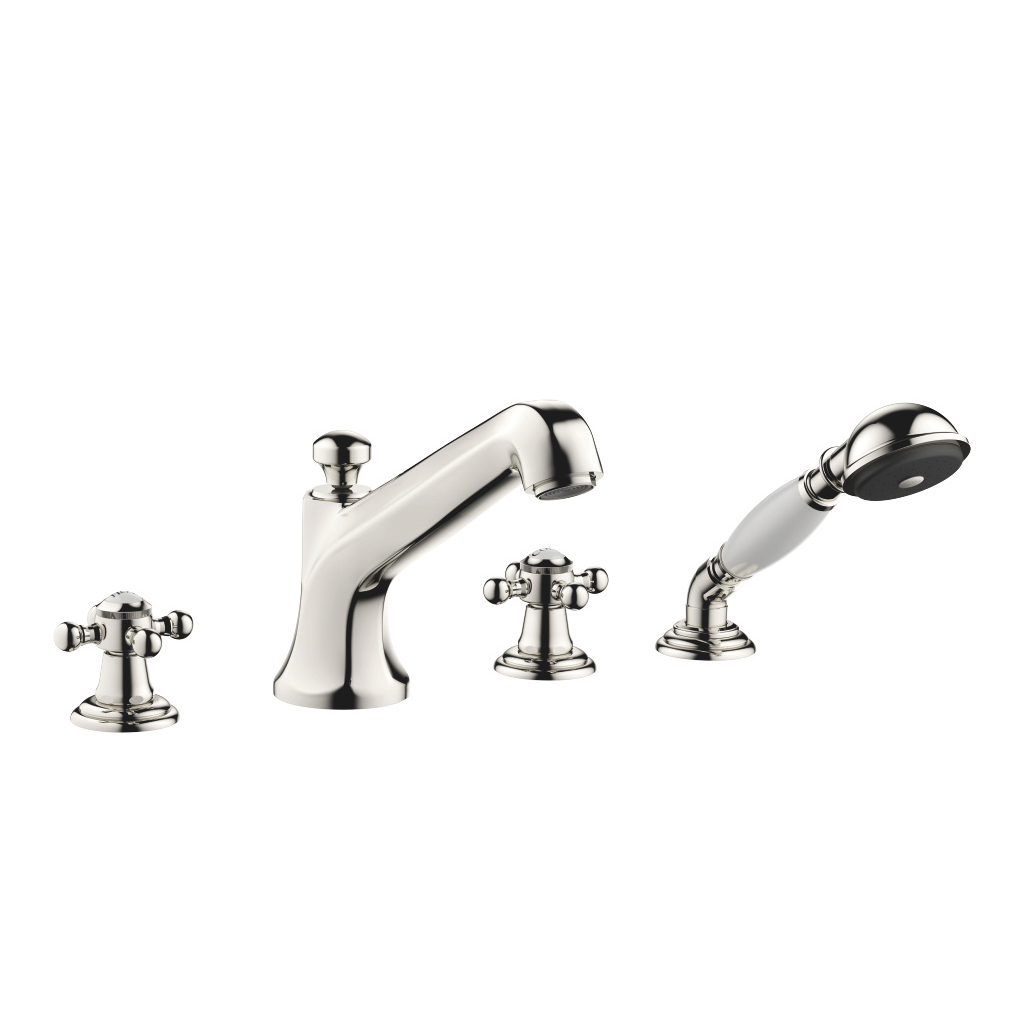 Madison Deck Mounted Tub Faucet Plus Hand Shower In Platinum    