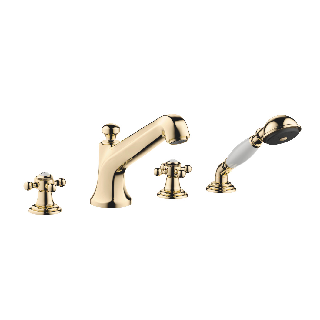 Madison Deck Mounted Tub Faucet Plus Hand Shower In Durabrass