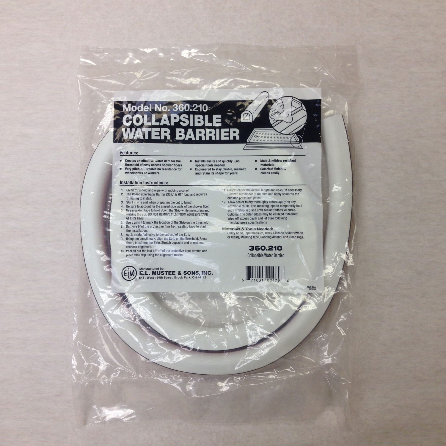 Continuous Water Barrier Kit 67x1x1" in White