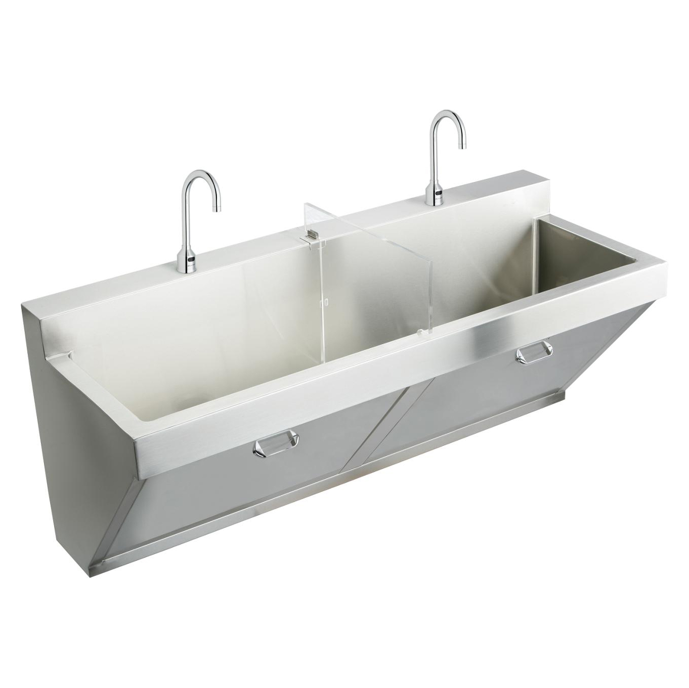 Stainless Steel 60x23" Wall Hung Double Bowl Surgeon Scrub Sink Kit