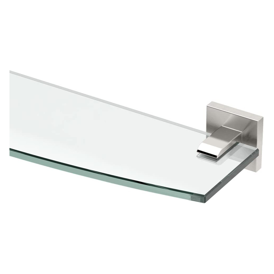 Elevate 20" Curved Glass Shelf in Satin Nickel
