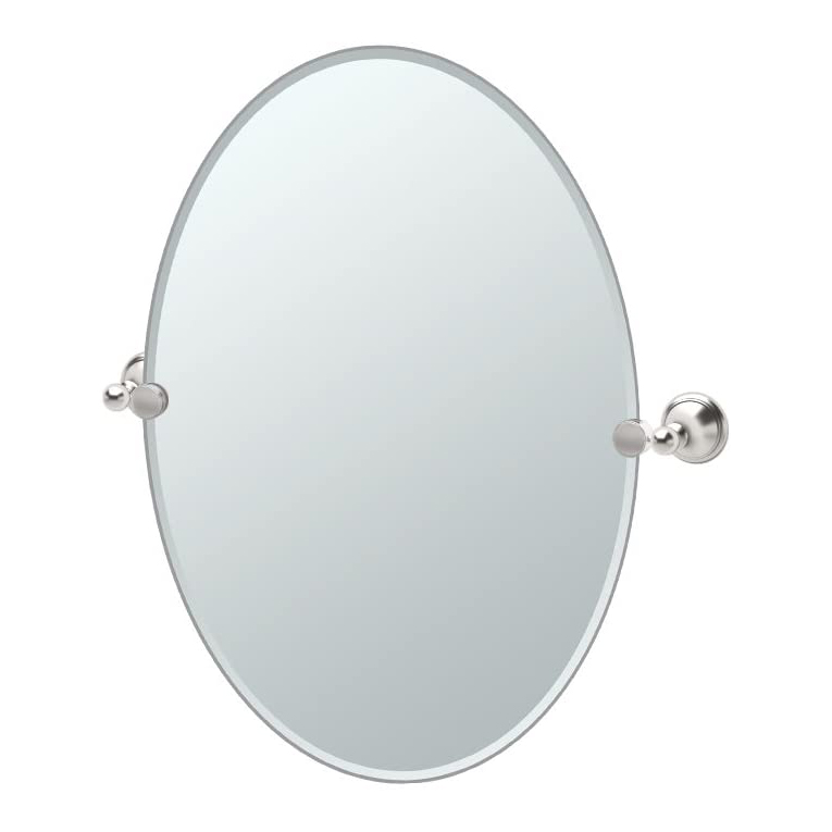 Laurel Ave 19-1/2x26-1/2" Frameless Oval Mirror Satin Nkl