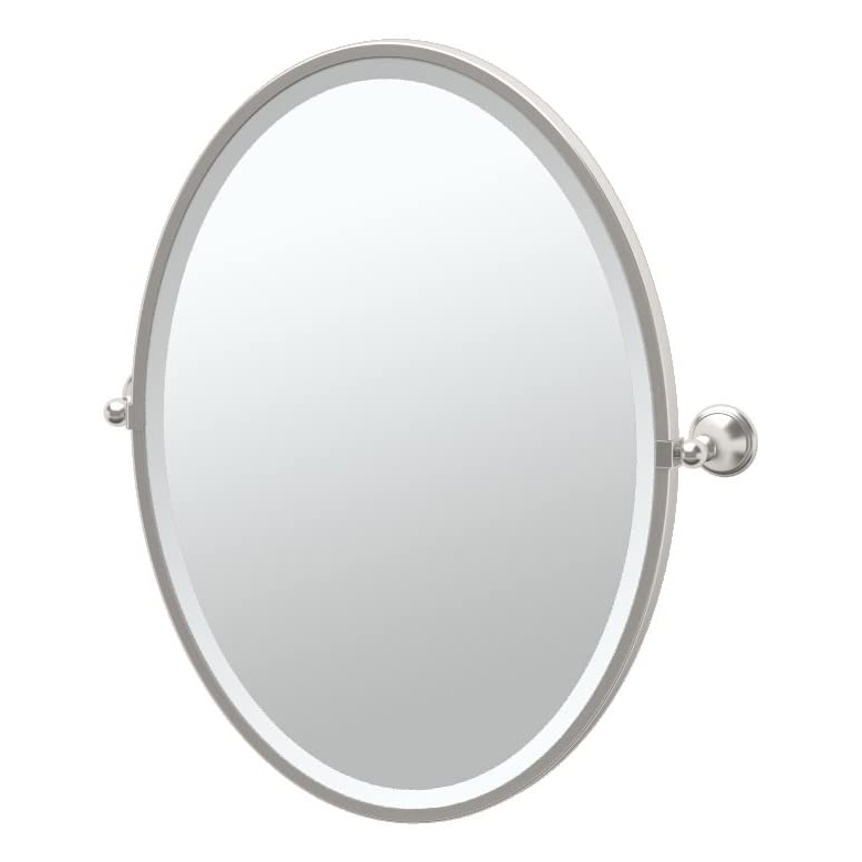 Laurel Ave 20-1/2x27-1/2" Framed Oval Mirror in Satin Nickel