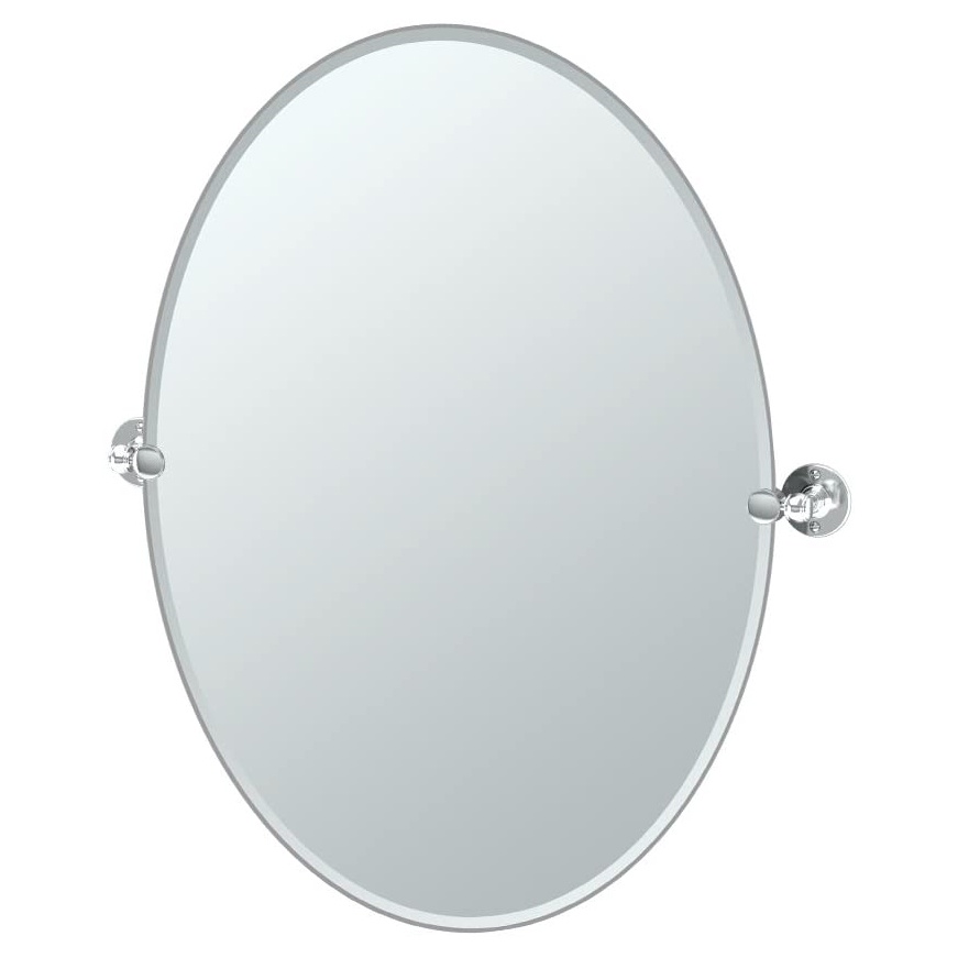 Cafe 24x32" Tilting Frameless Large Oval Mirror in Chrome