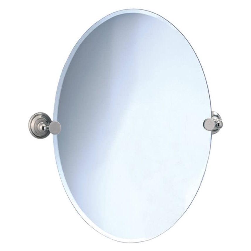 Laurel Ave 24x32" Tilt Frameless Oval Mirror in Pol. Nickel