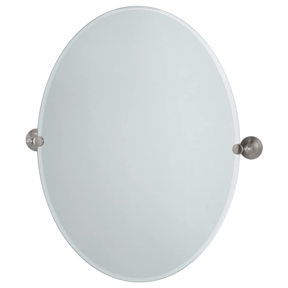Charlotte 24x32" Tilting Frameless Oval Mirror in Chrome