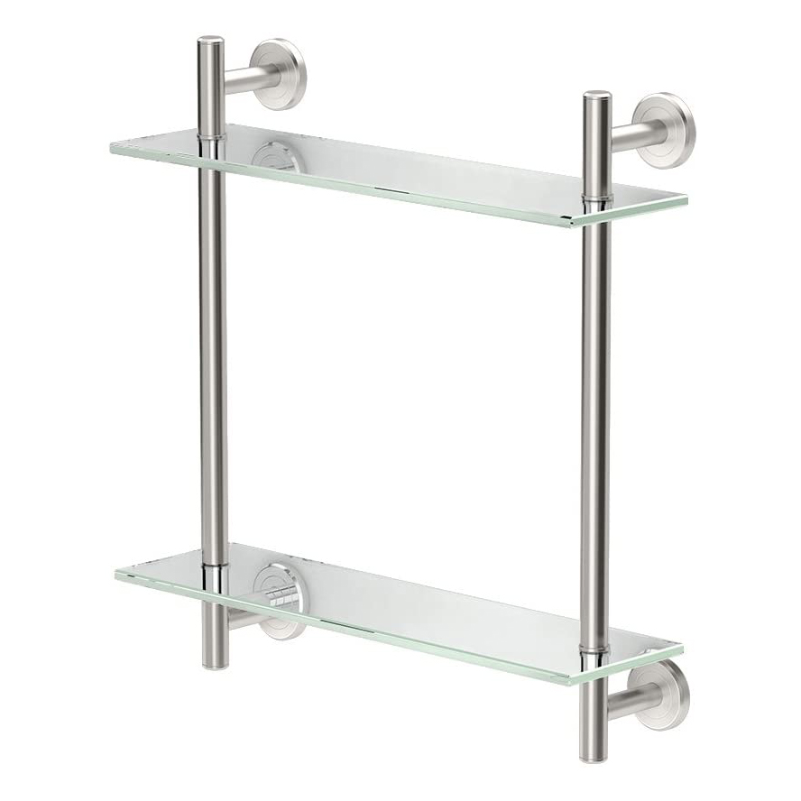 Latitude² 17x18" Two-Tier Glass Shelf in Satin Nickel