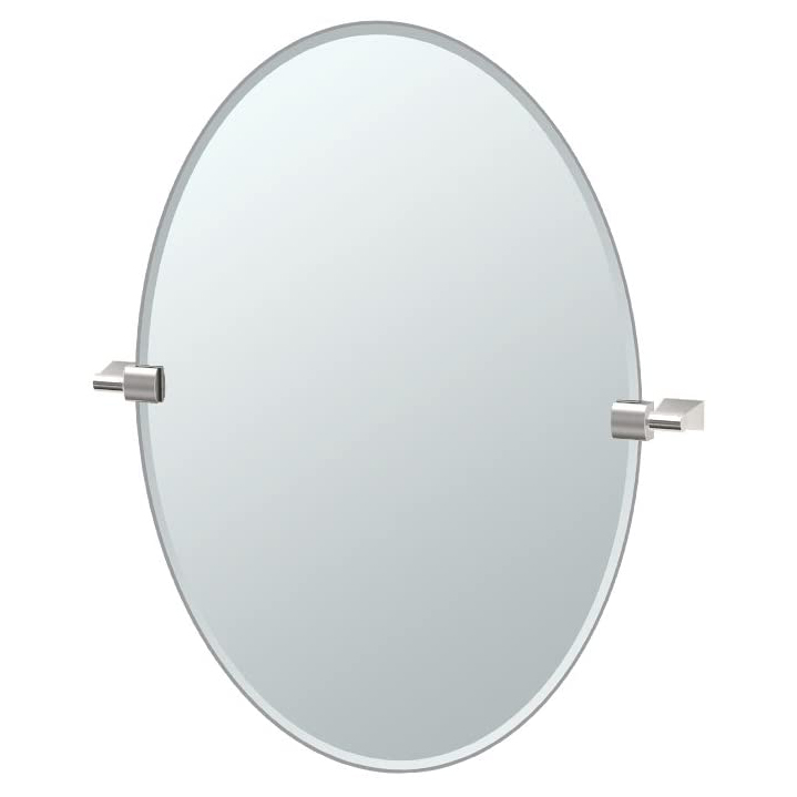 Bleu 19-1/2x26-1/2" Tilting Oval Mirror in Satin Nickel