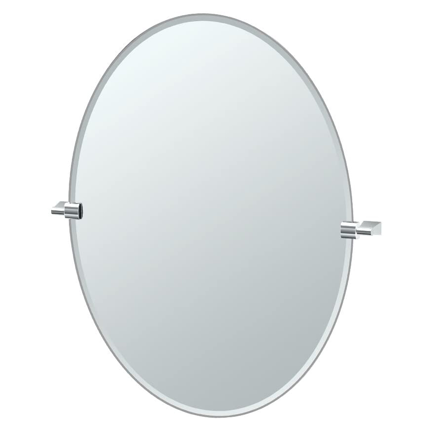 Bleu 24x32" Tilting Large Oval Mirror in Chrome