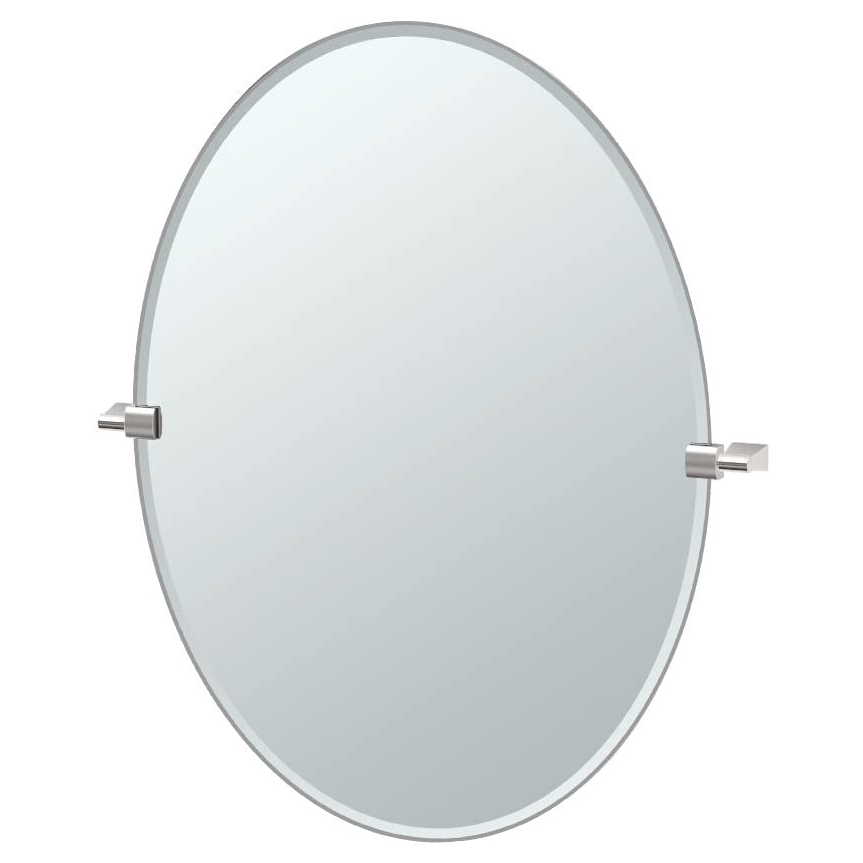Bleu 24x32" Tilting Large Oval Mirror in Satin Nickel