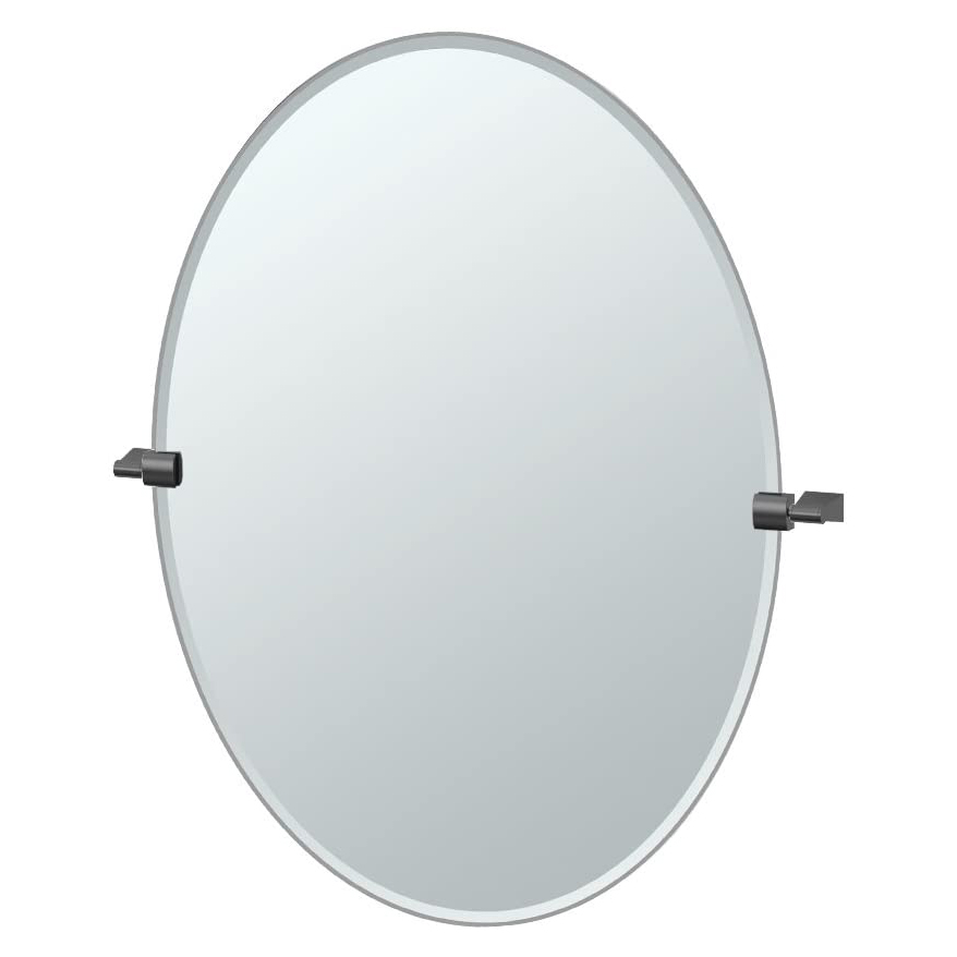 Bleu 24x32" Tilting Large Oval Mirror in Matte Black