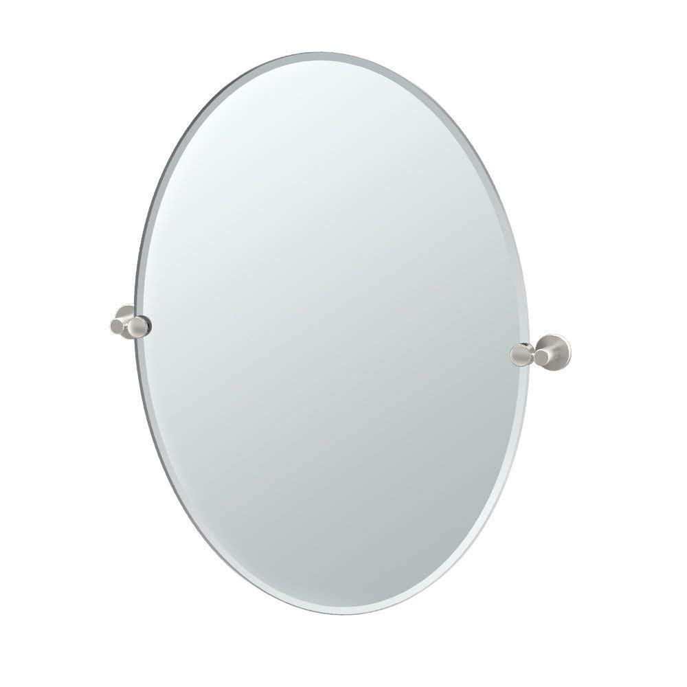 Channel 24x32" Tilting Frameless Oval Mirror in Satin Nickel