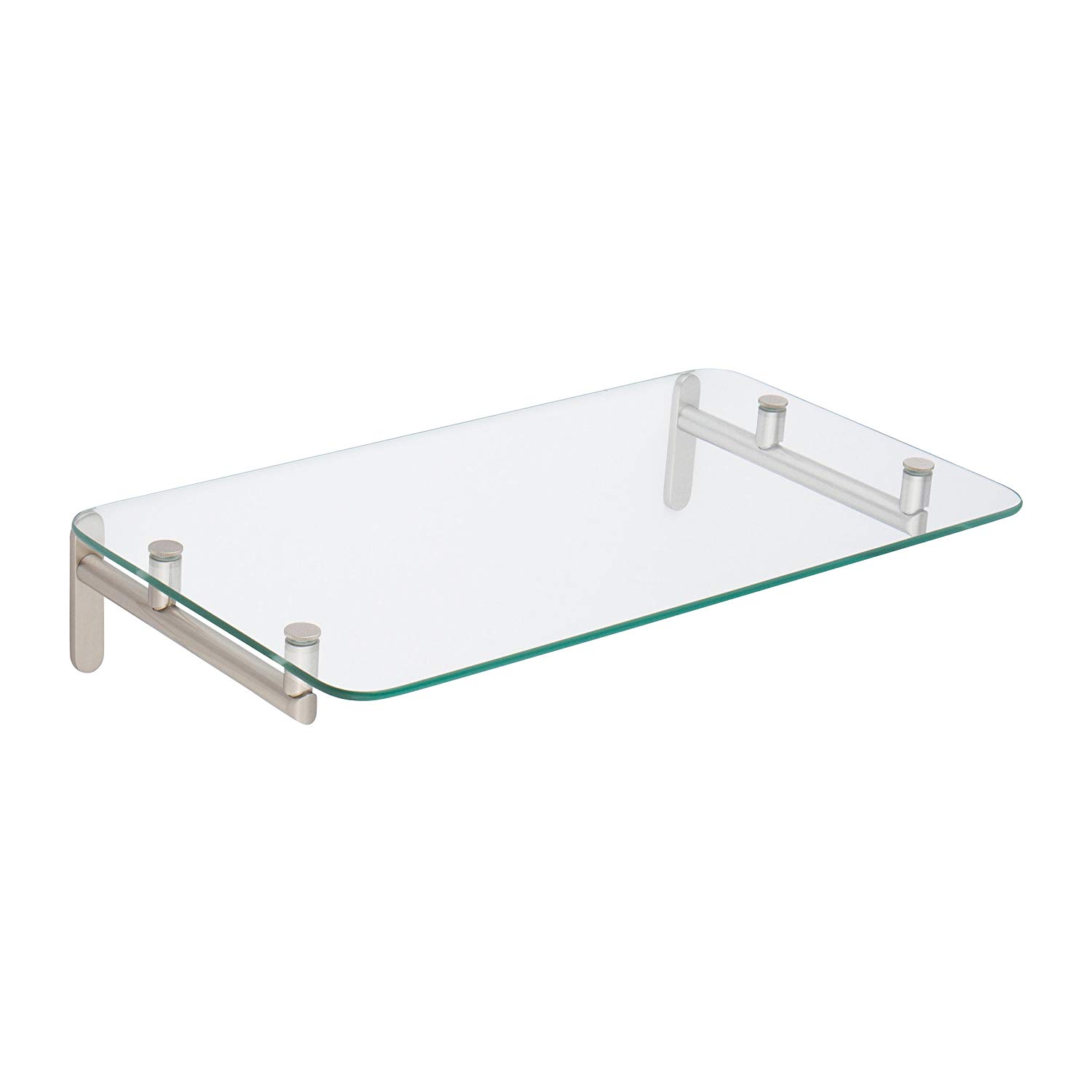 Sine 24" Tempered Glass Hotel Shelf in Satin Nickel