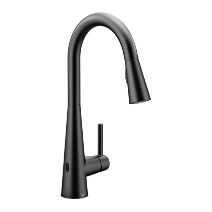 Sleek MotionSense Wave Pulldown Kitchen Faucet in Black