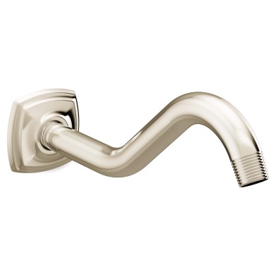 Wall Mount Curved Shower Arm & Flange In Polished Nickel