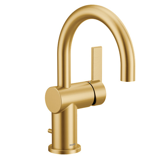 Cia Single Hole High Arc Lav Faucet in Brushed Gold