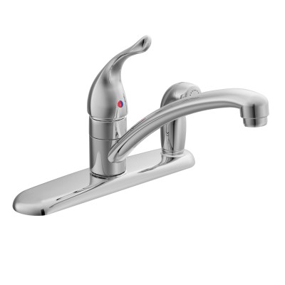 Chateau Single Handle Low Arc Kitchen Faucet w/Deck Plate Mounted Side Spray Chrome