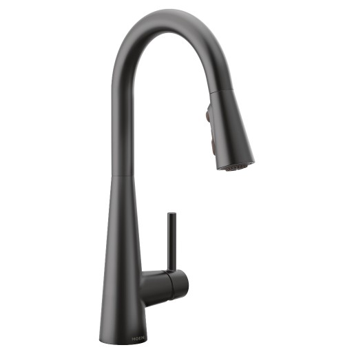 Sleek 1-Handle High Arc Pulldown Kitchen Faucet in Black