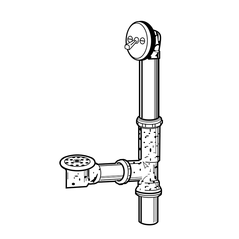 Tub Drain w/Trip Lever for 24" Tubs in Brushed Brass