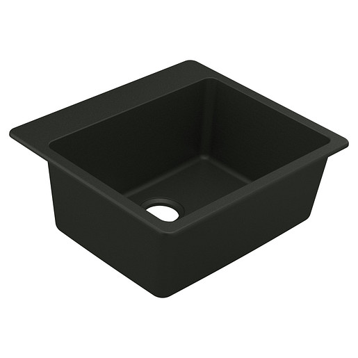 Granite 25x22x9-1/2" Single Bowl Kitchen Sink in Black
