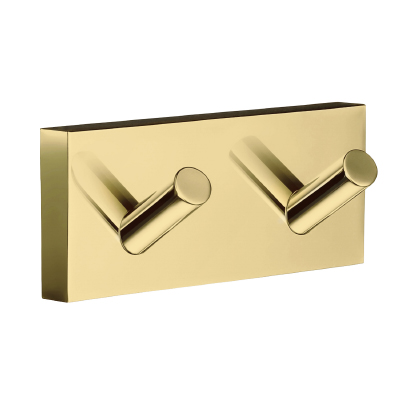House 3-1/2" Wall Mount Double Towel Hook in Polished Brass