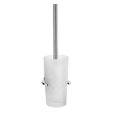 Loft Toilet Brush w/Frosted Glass Holder in Polished Chrome