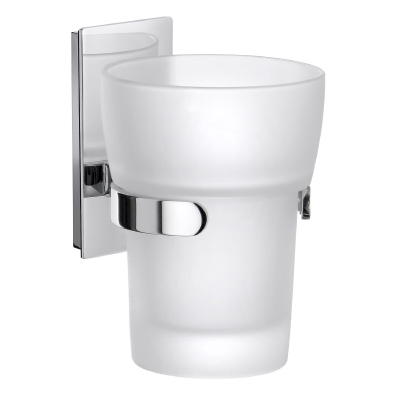 Pool Frosted Glass Tumbler w/Holder in Polished Chrome
