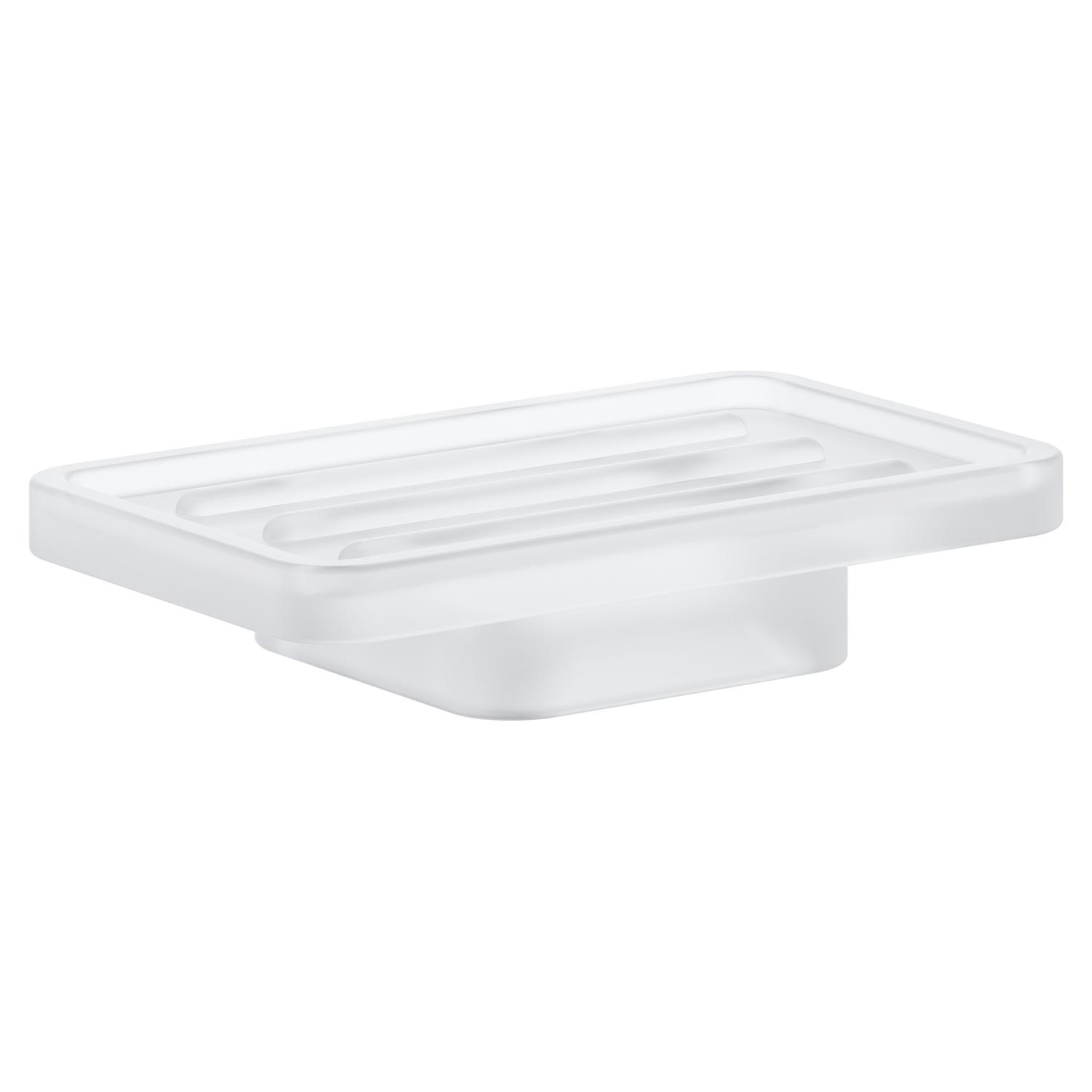 Selection Cube Glass Soap Dish Only in DaVinci Satin White