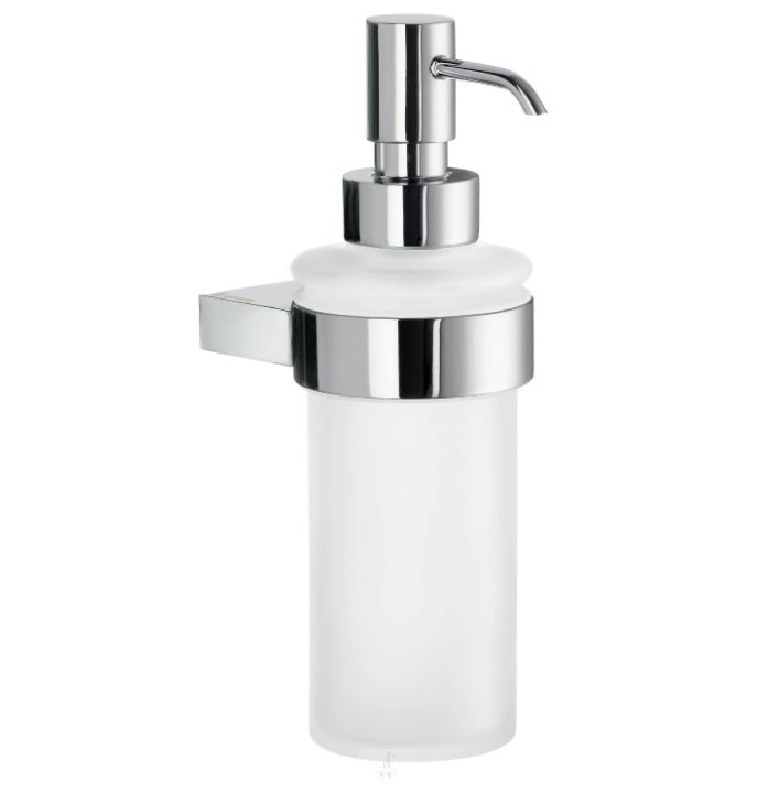 Air Frosted Glass Soap Dispenser w/Holder in Polished Chrome