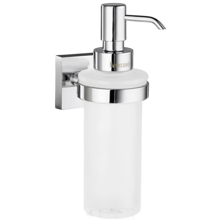 House Frosted Glass Soap Dispenser w/Holder in Polished Chrome