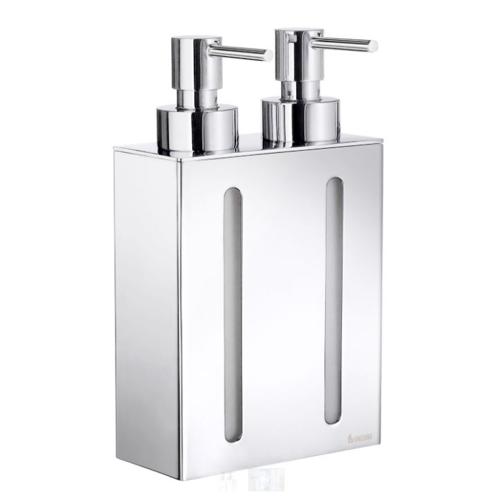 Outline Wall Mount Double Soap Dispenser in Polished Chrome