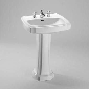 Guinevere Pedestal Sink & Base in Cotton White w/8" Fct Holes
