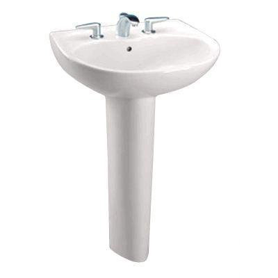 Supreme Pedestal Sink & Base in Colonial White w/1 Faucet Hole
