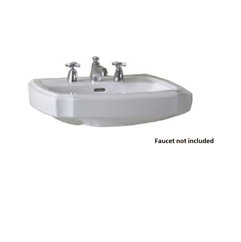 Guinevere 24x19" Pedestal Lav Sink w/8" Fct Holes in Cotton White