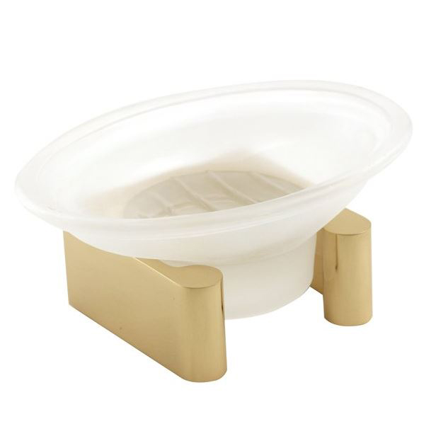 Luna Countertop Soap Dish w/Holder in Brass/Non-Lacquered
