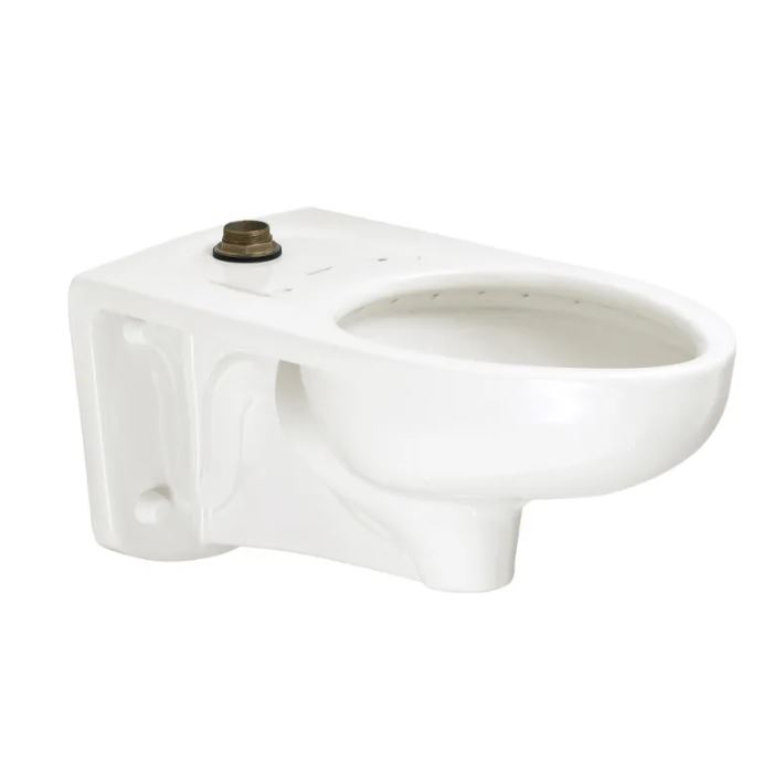 Afwall Toilet Bowl Only Elongated Top Spud w/Slotted Rim for Bedpan Holding White