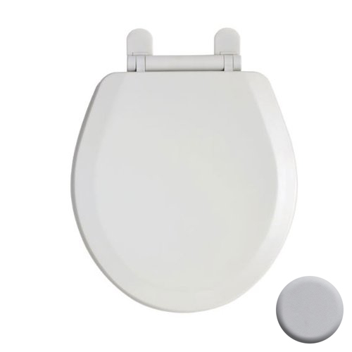 EverClean Elongated Plastic Toilet Seat w/Cover in Silver