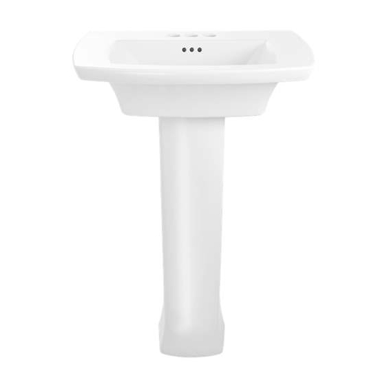 Edgemere Pedestal Sink & Base w/4" Faucet Centers in White