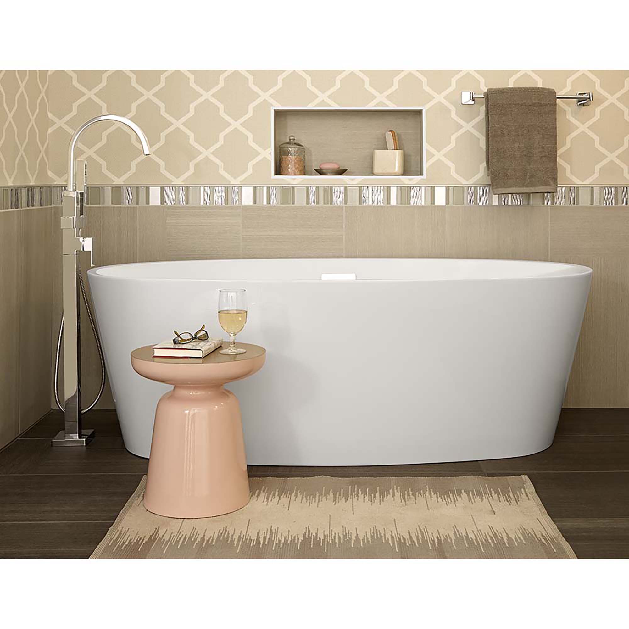 Contemporary Square Tub Trim W/Handshower In Chrm 