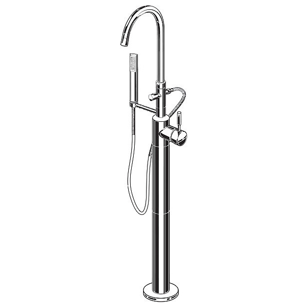 Cadet Floor Mounted Tub Faucet Plus Hand Shower In Polished Chrome