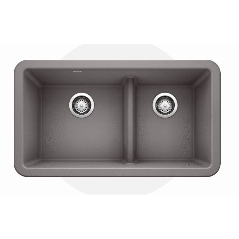 Ikon 33x19x10" Farmhouse Double Bowl Sink in Metallic Gray