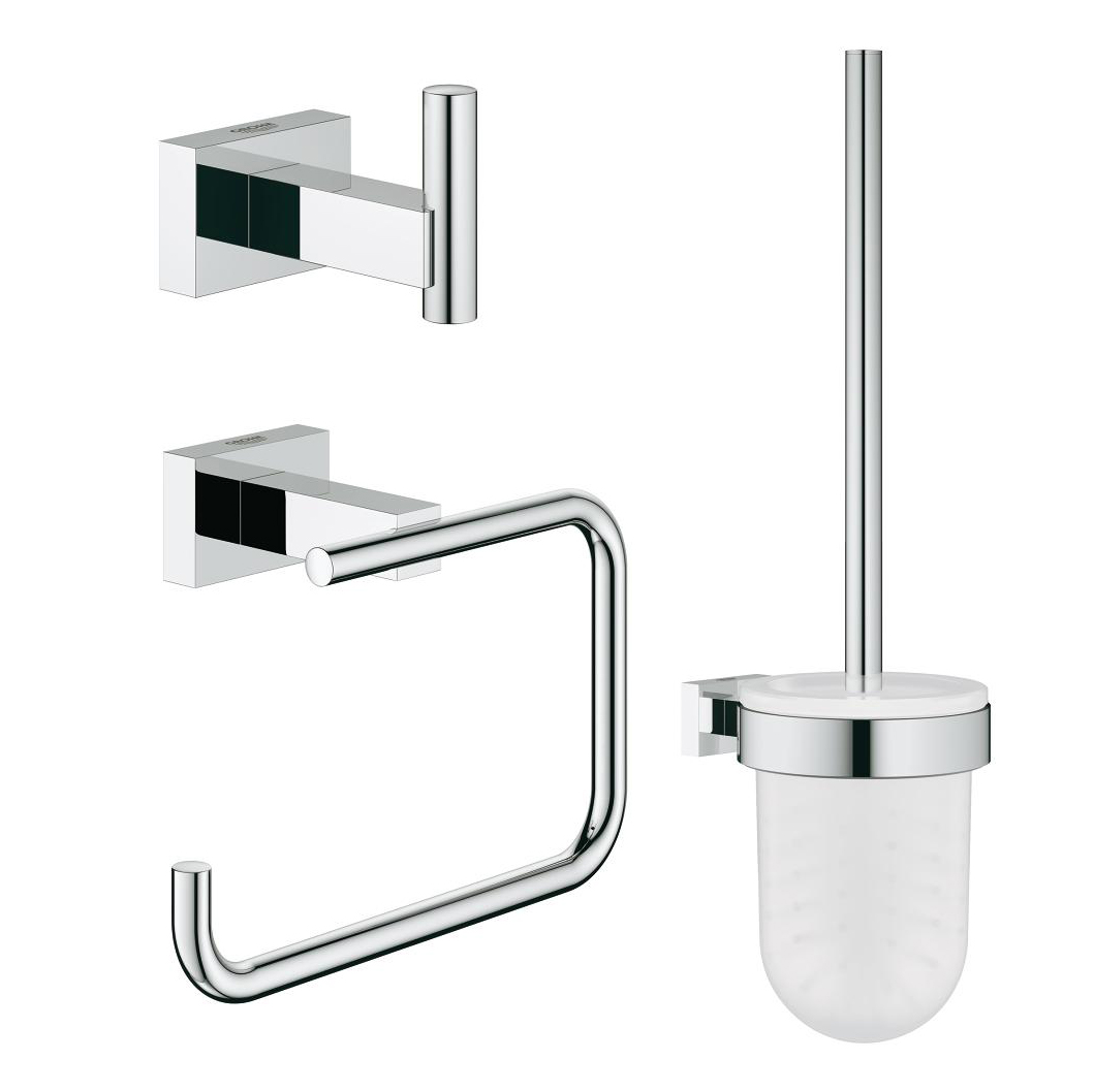 Essentials Cube 3-in-1 Bathroom Accessory Set in Chrome