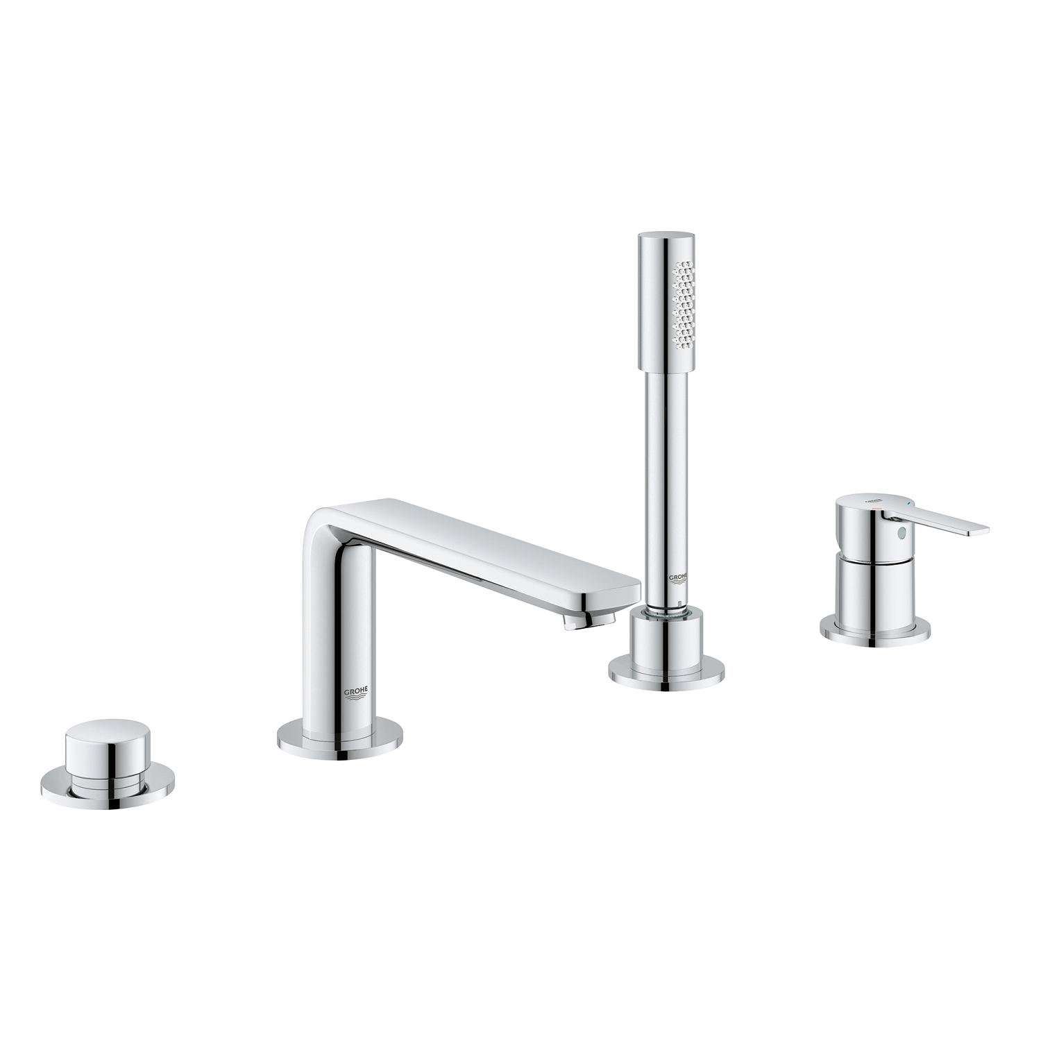 Lineare Deck Mounted Tub Faucet Plus Hand Shower In StarLight Chrome