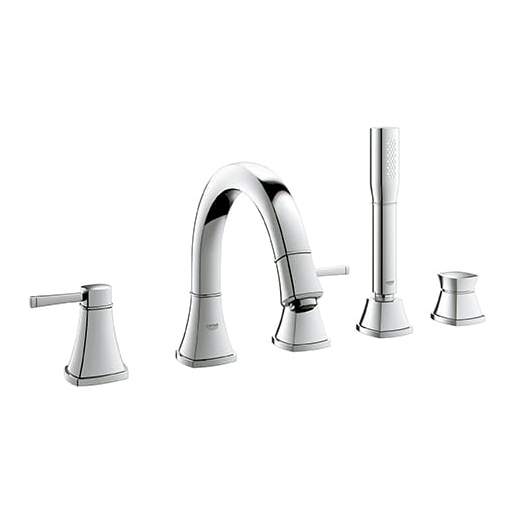 Grandera Deck Mounted Tub Faucet Plus Hand Shower In StarLight Chrome