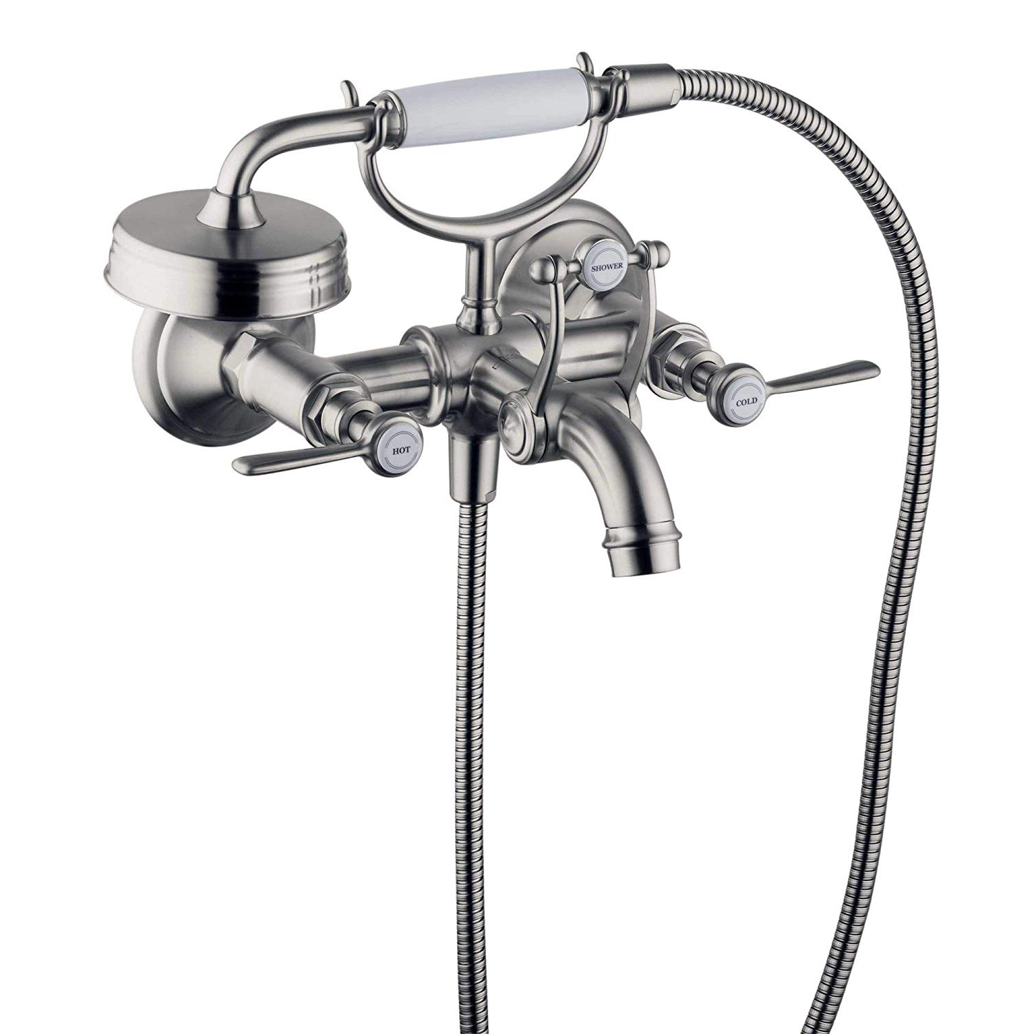Axor Montreux Wall Mnt Tub Filler w/Lever Hdls in Brushed Nickel