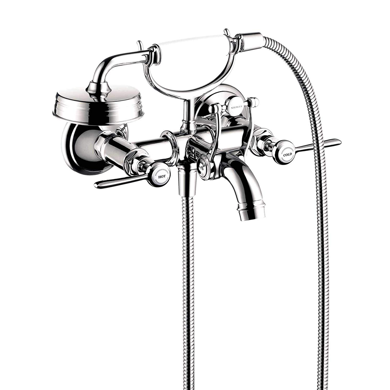 Axor Montreux Wall Mnt Tub Filler w/Lever Hdls in Polished Nickel