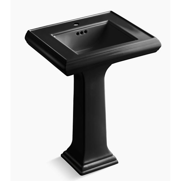 Memoirs 24" Pedestal Sink & Base w/1 Faucet Hole in Black