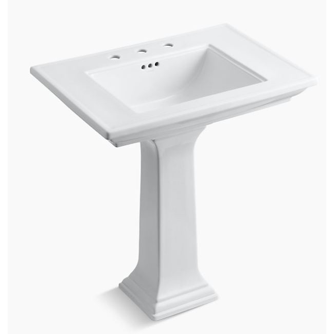 Memoirs 30" Pedestal Lav Sink w/8" Wide Faucet Holes in White