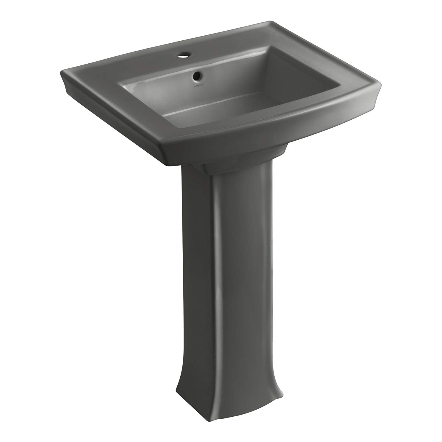 Archer Pedestal Sink & Base w/1 Faucet Hole in Thunder Grey