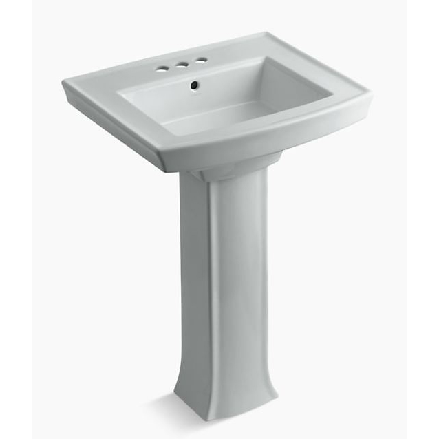Archer Pedestal Sink & Base w/4" Faucet Holes in Grey
